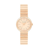 Calvin Klein Women’s Precise Watch, 25mm rose gold-tone stainless steel case and bracelet, monochrome rose dial with slim hour and minute markers, minimalist design, quartz movement.